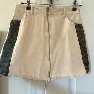 Off White (cream) Skirt with Leopard Trim